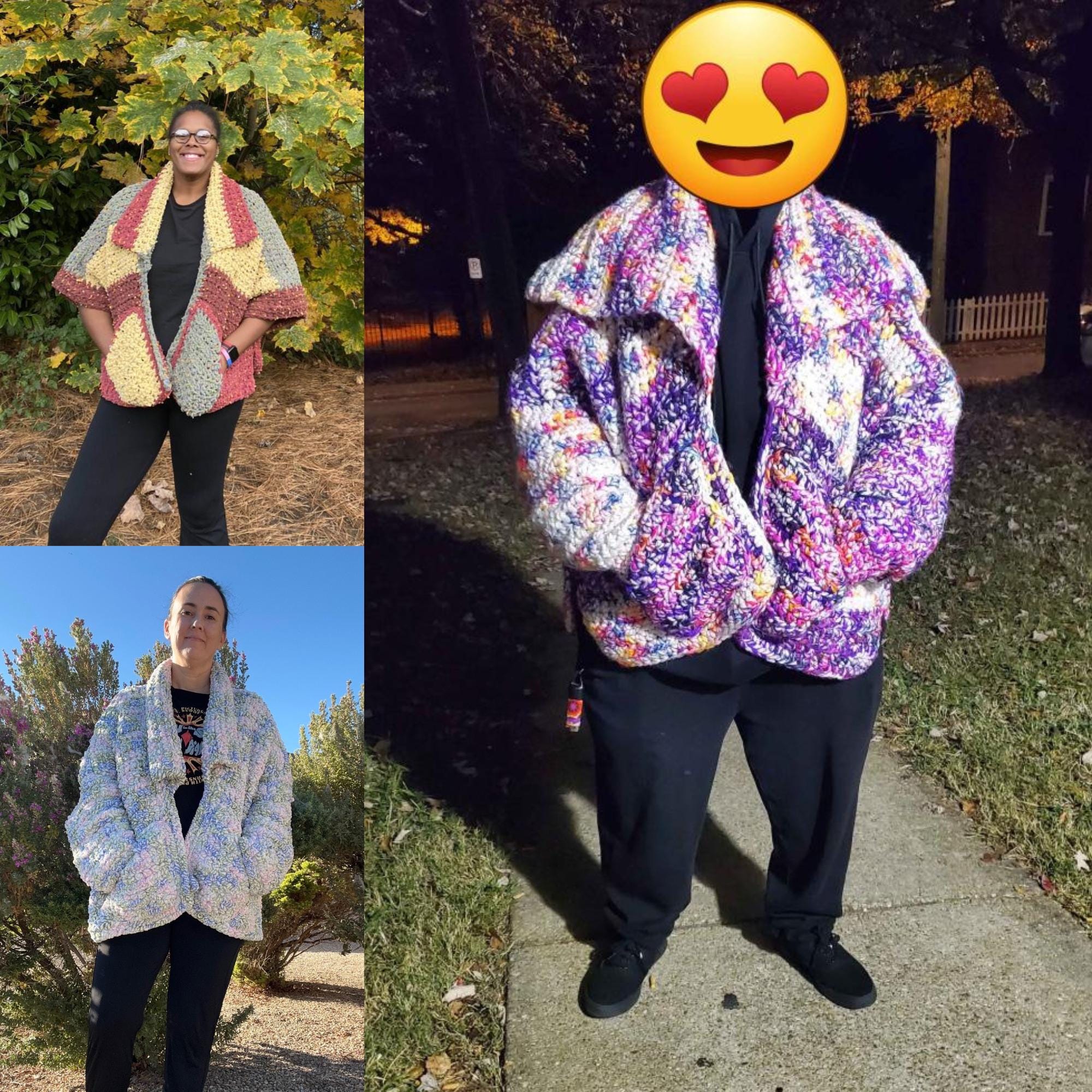 Chunky Crochet Coat Pattern, Oversized, XL Jumbo Beginner Friendly