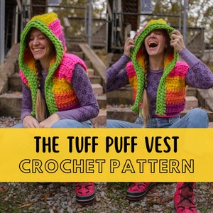 Super Simple Crochet Hooded Vest Pattern, Beginner Friendly Easy Super Super Chunky Cardigan, Super BulkyYarn  Hoodie Crochet Pattern