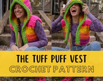 Super Simple Crochet Hooded Vest Pattern, Beginner Friendly Easy Super Super Chunky Cardigan, Super BulkyYarn  Hoodie Crochet Pattern