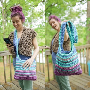 Super Simple Crochet Cross Body Bag Pattern, Beginner Friendly Easy Chunky Crochet Purse Pattern, Super bulky yarn, Mariner Cross Body Bag image 4