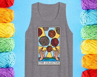 The Collector Tarot Card Premium Tank Top, Funny Crochet Apparel Gift, Gift for Crocheter