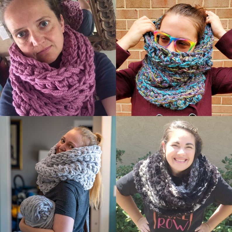 Easy Super Chunky Cowl Scarf Crochet Pattern, Simple Oversized Cowl Pattern, Beginner Friendly Super Bulky Yarn Pattern image 2