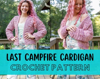 Eenvoudig grof gehaakt vestpatroon, beginnersvriendelijk, maat inclusief, volumineus garen gezellig truipatroon, Last Campfire-vest