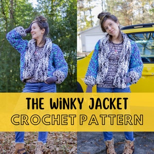 Simple Super Chunky Crochet Jacket Pattern, Beginner Friendly Bulky Cardigan with Pockets, Blanket Yarn Pattern, The Winky Jacket