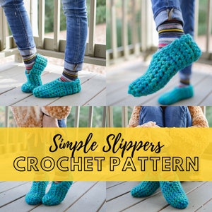 Super Simple Crochet Slippers Pattern, Beginner Friendly Easy Super Chunky Slippers, Super Bulky Yarn Crochet Pattern