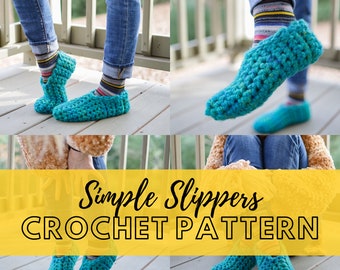 Super Simple Crochet Slippers Pattern, Beginner Friendly Easy Super Chunky Slippers, Super Bulky Yarn Crochet Pattern