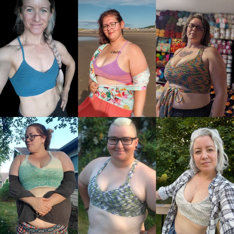 Mönster för virkad Crop Top inklusive storlek, Snabb sommar-Bralette-design, Enkelt virkad toppmönster, Nancy Bralette bild 9