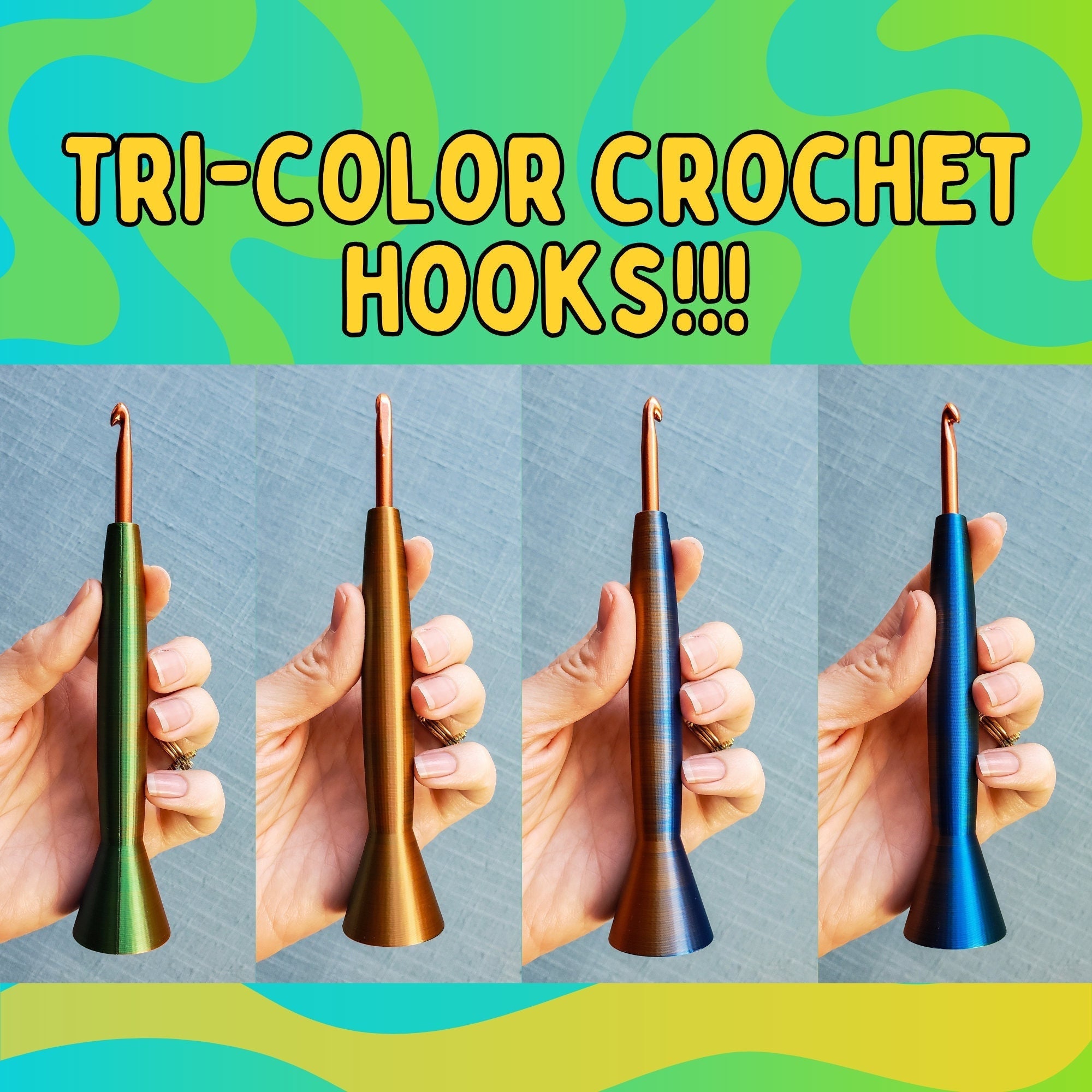 8mm Color Change Orange to Yellow, Ergonomic Crochet Hook, 3D Printed  Hybrid Hook, Susan Bates Metal Hook, Gift for Crocheter 
