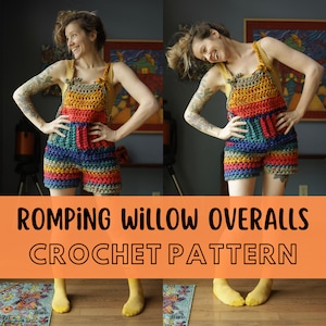 Simple Crochet Overalls Crochet Pattern, Beginner Friendly, Super Chunky, Size Inclusive Coveralls, Dungarees, Romping Willow Overalls
