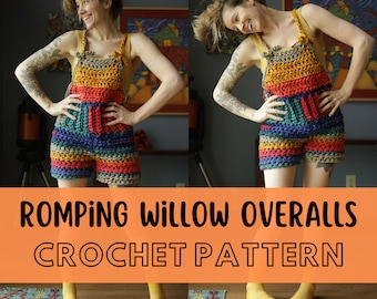 Simple Crochet Overalls Crochet Pattern, Beginner Friendly, Super Chunky, Size Inclusive Coveralls, Dungarees, Romping Willow Overalls