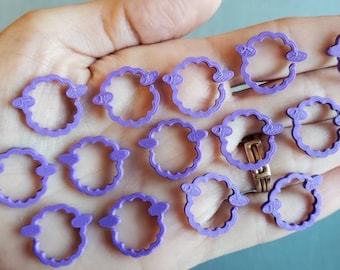 10 Pack Crochet Purple Sheep Plastic Jumbo Stitch Markers, 3D Printed for super chunky or bulky yarn, Crocheter Gift, stocking stuffer