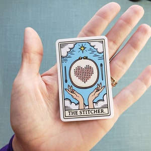 The Stitcher Tarot Card Vinyl Sticker, Funny Yarn Fiber Sticker, Embroidery and Cross Stitch Life Laptop Stickers image 5