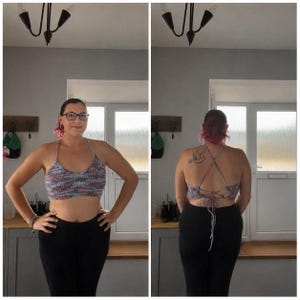 Mönster för virkad Crop Top inklusive storlek, Snabb sommar-Bralette-design, Enkelt virkad toppmönster, Nancy Bralette bild 11