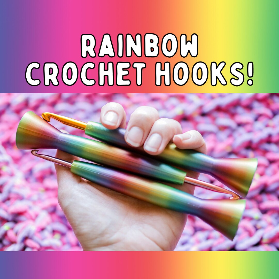 Ergonomic Rainbow Crochet Hook, 3D Printed Hybrid Crochet Hook, Tapered Style Metal Crochet Hook