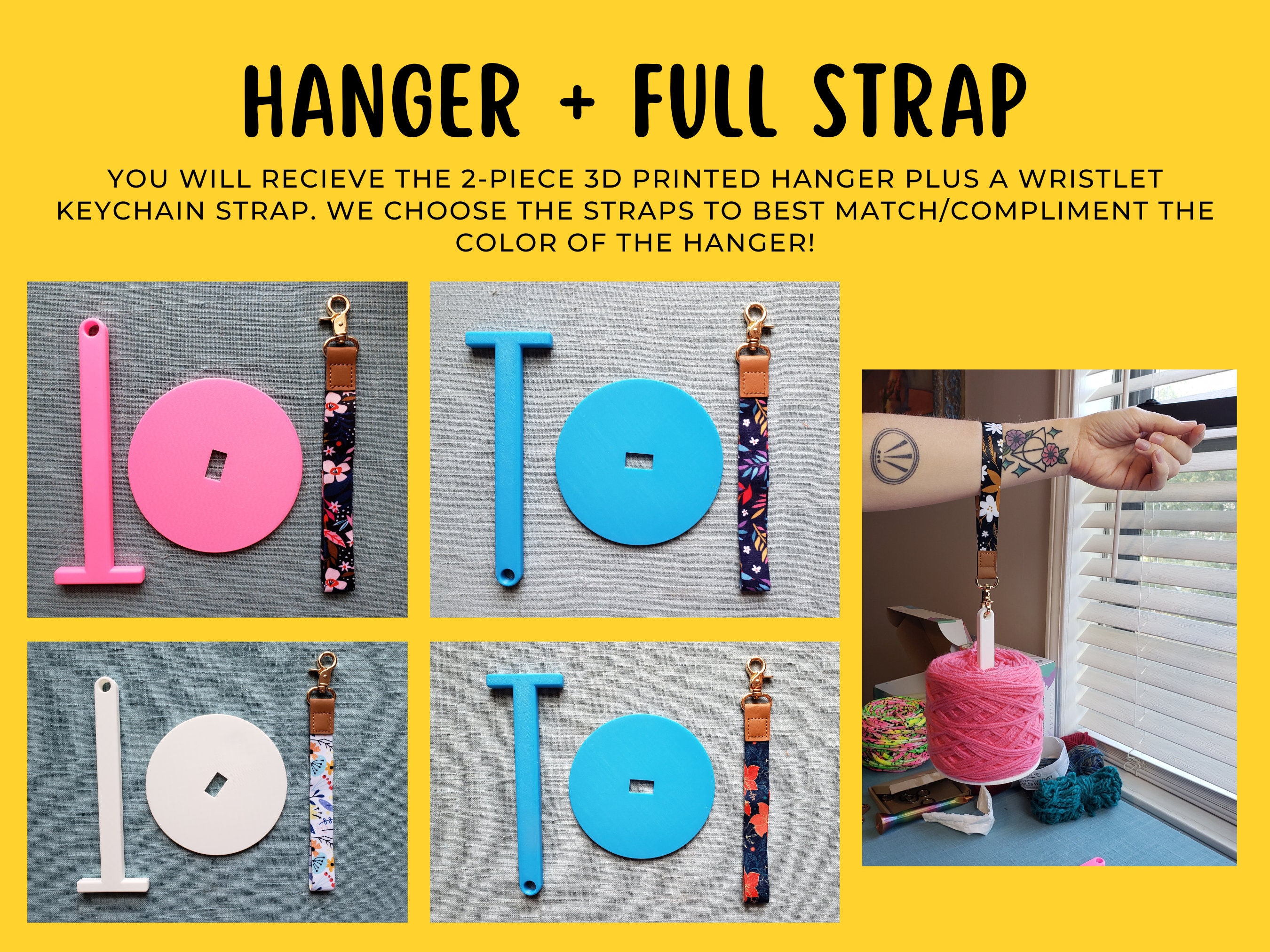Portable Yarn Holder, Travel Wrist Hanging Yarn Cake Dispenser, Gift for Crocheter