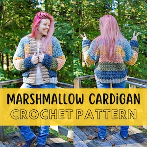 Chunky Crochet Cardigan Pattern, Simple Plus Size Inclusive, Beginner Friendly Fall Jacket, Super Bulky Yarn, The Marshmallow Cardigan