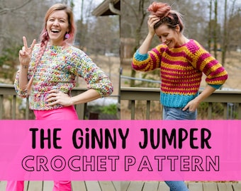Simple Chunky Crochet Sweater Pattern, Beginner Friendly Crochet Pullover Jumper Pattern, Super Bulky Yarn, The Ginny Jumper