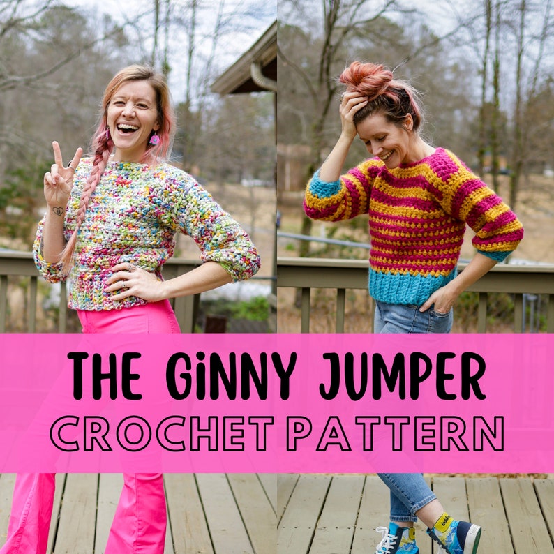 Simple Chunky Crochet Sweater Pattern, Beginner Friendly Crochet Pullover Jumper Pattern, Super Bulky Yarn, The Ginny Jumper image 1
