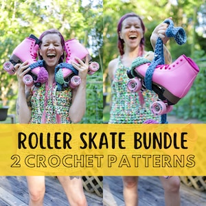 Roller Skate Crochet Pattern Bundle, Toe Covers and Skate Leash, Super Bulky yarn, Beginner Friendly Patterns