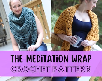 Super Chunky Triangle Wrap Crochet Pattern, Simple Oversized Meditation Wrap, Super Bulky yarn, Beginner Friendly Pattern