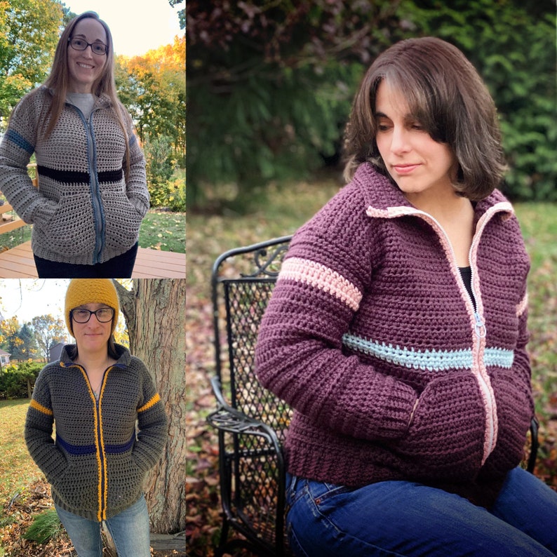 Easy Chunky Crochet Track Jacket Pattern Size Inclusive Etsy