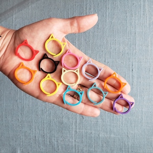 10 Pack Mystery Color Gehaakte Kat Stitch Markers, Lucky Dip 3D Geprinte Jumbo Plastic Cat Ear Stitch Markers, Crocheter Gift