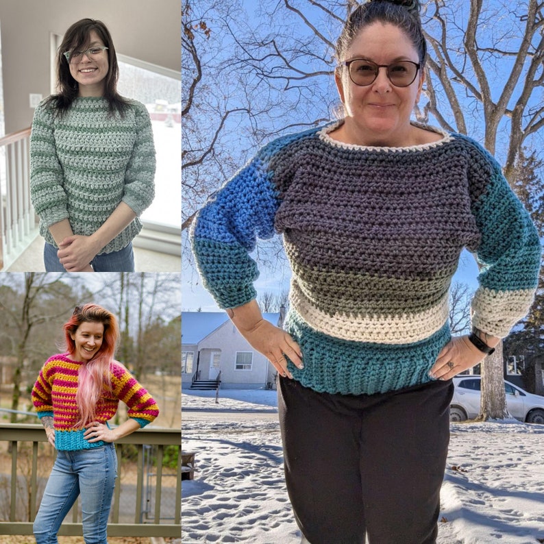 Simple Chunky Crochet Sweater Pattern, Beginner Friendly Crochet Pullover Jumper Pattern, Super Bulky Yarn, The Ginny Jumper image 8