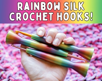 Ergonomic Rainbow Crochet Hook, 3D Printed Hybrid Crochet Hook, Tapered Style Metal Crochet Hook, Gift for crocheter