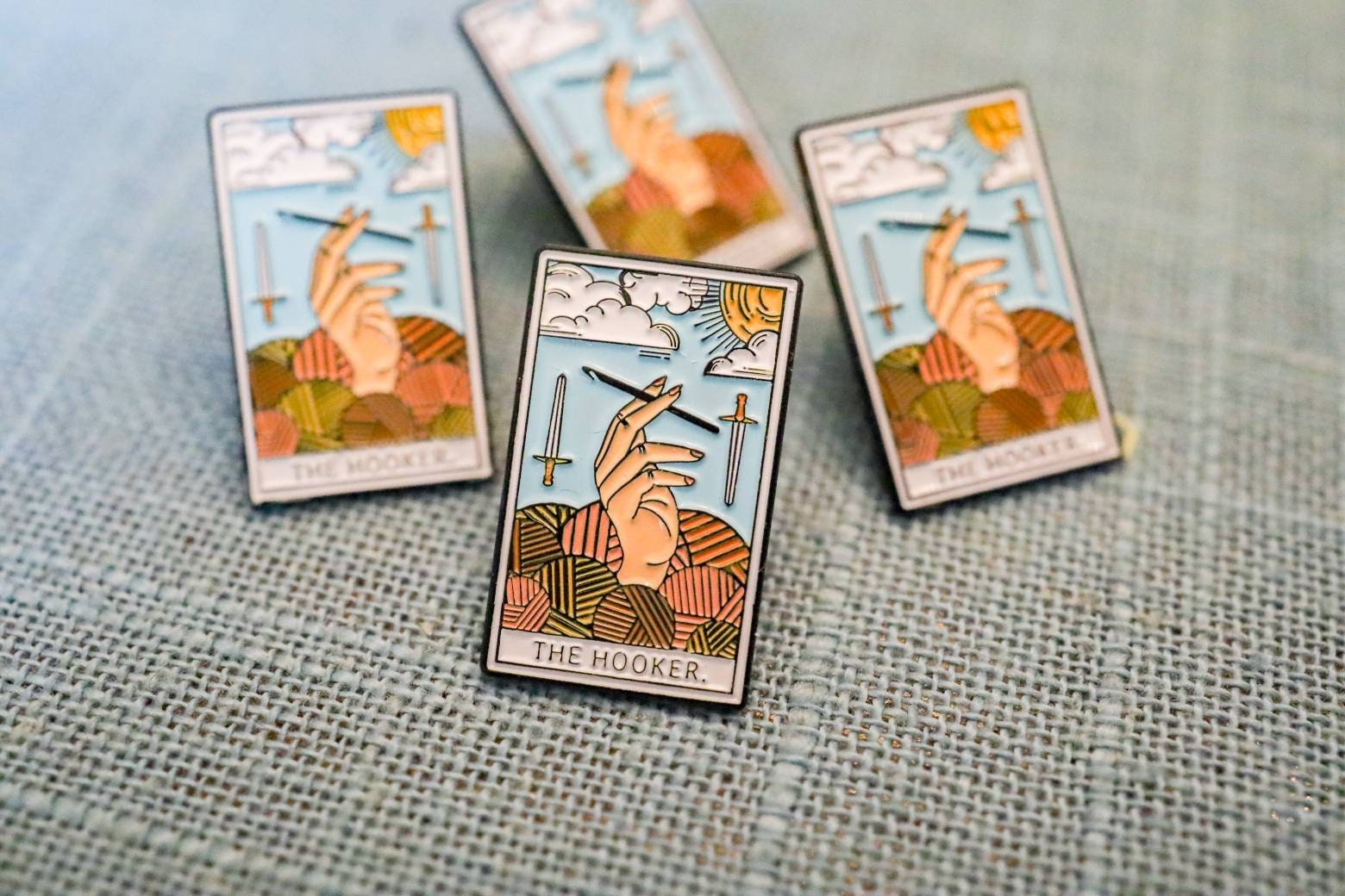 Funny Crochet "The Hooker" Tarot Card Enamel Pin | Funny Cr…