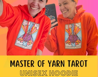 Master of Yarn Tarot Card Crochet and Knitting Hoodie, Funny Gag Gift for Crafter