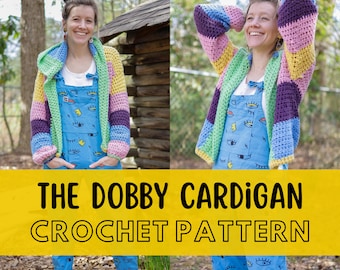 Simple Chunky Crochet Cardigan Pattern, Beginner Friendly, Size Inclusive, Bulky Yarn Hooded Sweater Pattern, Dobby Cardigan