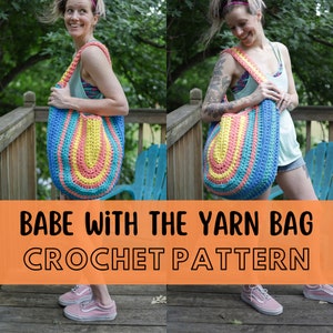 Super Simple Large Crochet Tote Bag Pattern, Beginner Friendly Easy Crochet Weekend Travel Beach Bag Pattern, Babe with the Yarn Bag