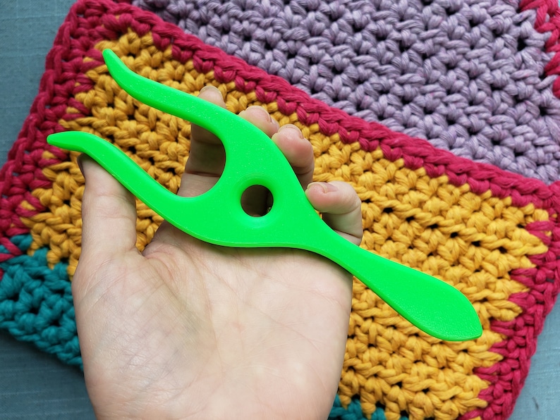 Lucet Fork, 3D Printed I-Cord Maker, Gift for Crocheter, knitter or crafter, Stocking stuffer neon green