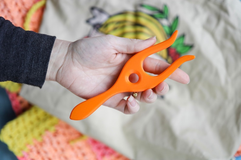 Lucet Fork, 3D Printed I-Cord Maker, Gift for Crocheter, knitter or crafter, Stocking stuffer Orange