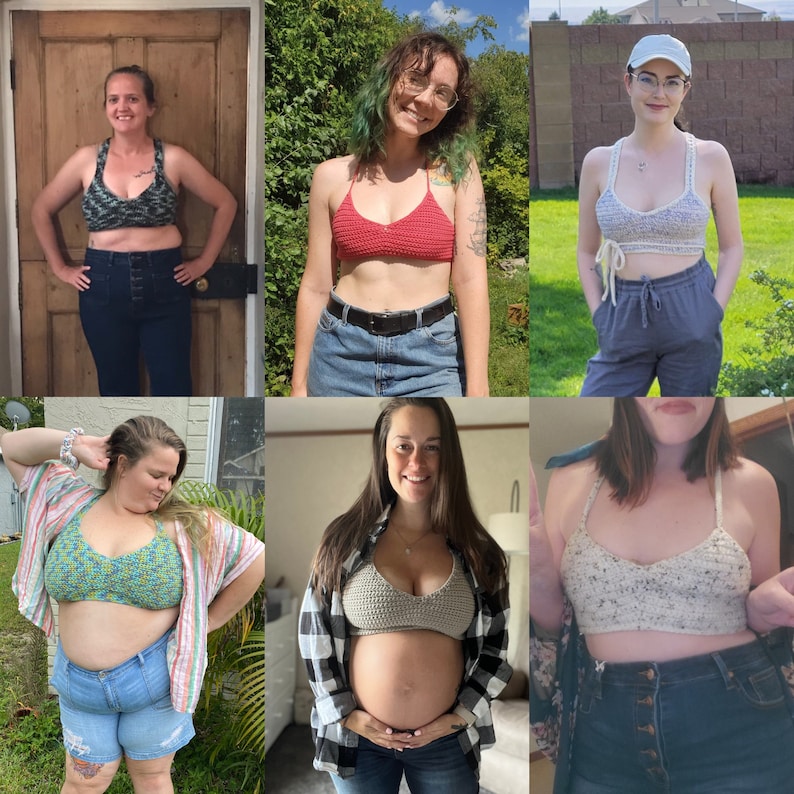 Mönster för virkad Crop Top inklusive storlek, Snabb sommar-Bralette-design, Enkelt virkad toppmönster, Nancy Bralette bild 4