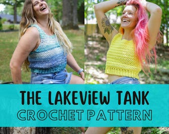 Simple Summer Tank Top Pattern, Beginner Friendly Size Inclusive Crochet Sleeveless top, The Lakeview Tank