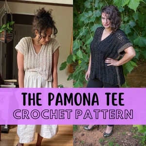 Simple Chunky Summer Tee Pattern, Beginner Friendly Size Inclusive Crochet Tank Top, The Pamona Tee