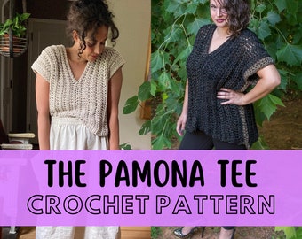 Simple Chunky Summer Tee Pattern, Beginner Friendly Size Inclusive Crochet Tank Top, The Pamona Tee