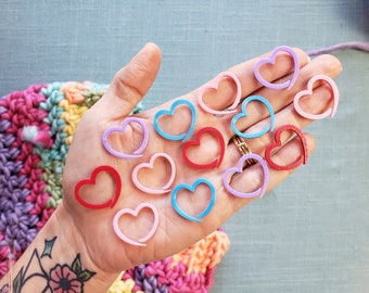 10 Pack Crochet Heart Stitch Markers, 3D Printed Jumbo Plastic Heart Stitch Markers, Crocheter Gift