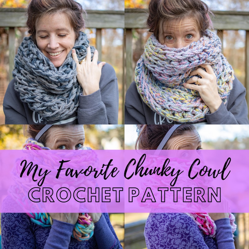 Easy Super Chunky Cowl Scarf Crochet Pattern, Simple Oversized Cowl Pattern, Beginner Friendly Super Bulky Yarn Pattern image 1