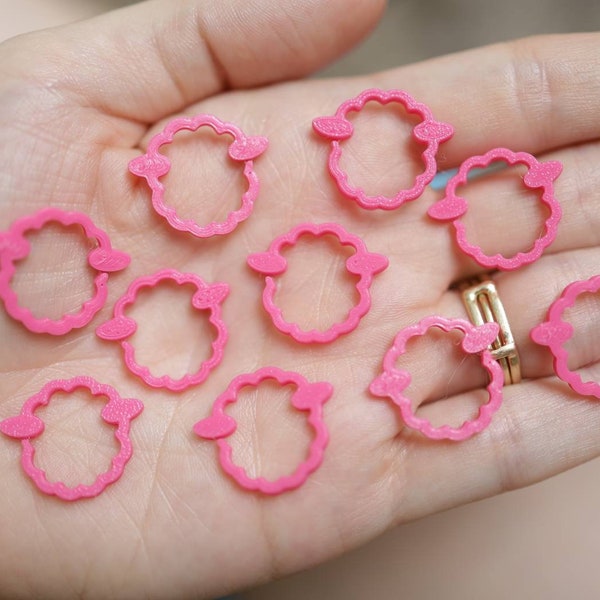 10 Pack Crochet Hot Pink Sheep Jumbo Plastic Stitch Markers, 3D Printed large Stitch Markers for chunky yarn, Crocheter Gift