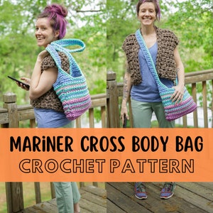 Super Simple Crochet Cross Body Bag Pattern, Beginner Friendly Easy Chunky Crochet Purse Pattern, Super bulky yarn, Mariner Cross Body Bag