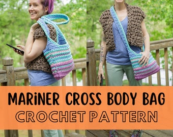 Super Simple Crochet Cross Body Bag Pattern, Beginner Friendly Easy Chunky Crochet Purse Pattern, Super bulky yarn, Mariner Cross Body Bag
