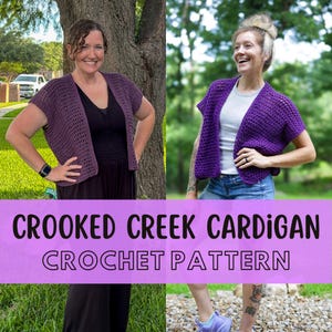 Patrón rápido de cárdigan de ganchillo para verano, diseño inclusivo en cuanto a tallas, el cárdigan Crooked Creek.