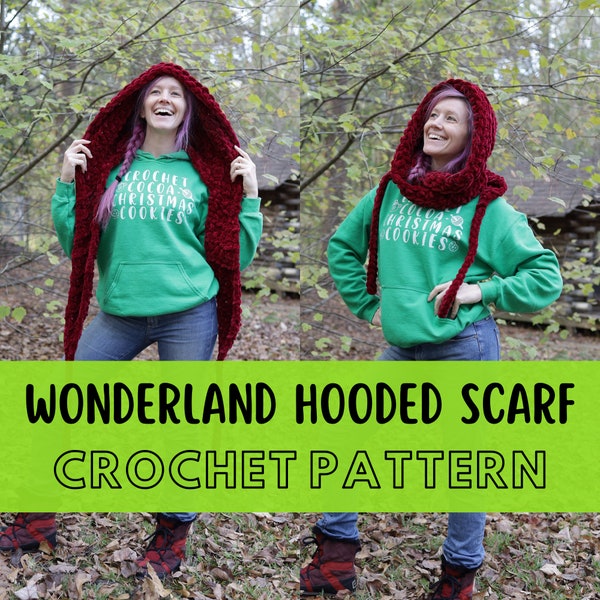 Super Simple Crochet Hooded Scarf Pattern, Beginner Friendly Easy Super Chunky Scoodie, Super Bulky Yarn Crochet Pattern