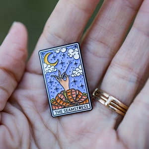 The Seamstress Tarot Card Enamel Pin, Funny Crafter Sewing Gift, Sew Crafty Life Pin, Stocking Stuffer image 5