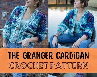 Simple Chunky Crochet Cardigan Pattern, Beginner Friendly, Size-Inclusive, Super Bulky Yarn, Granger Cardigan