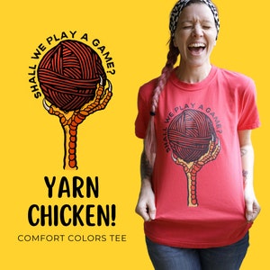 Yarn Chicken Tattoo Comfort Colors Unisex heavyweight t-shirt, Gift for crocheter or knitter