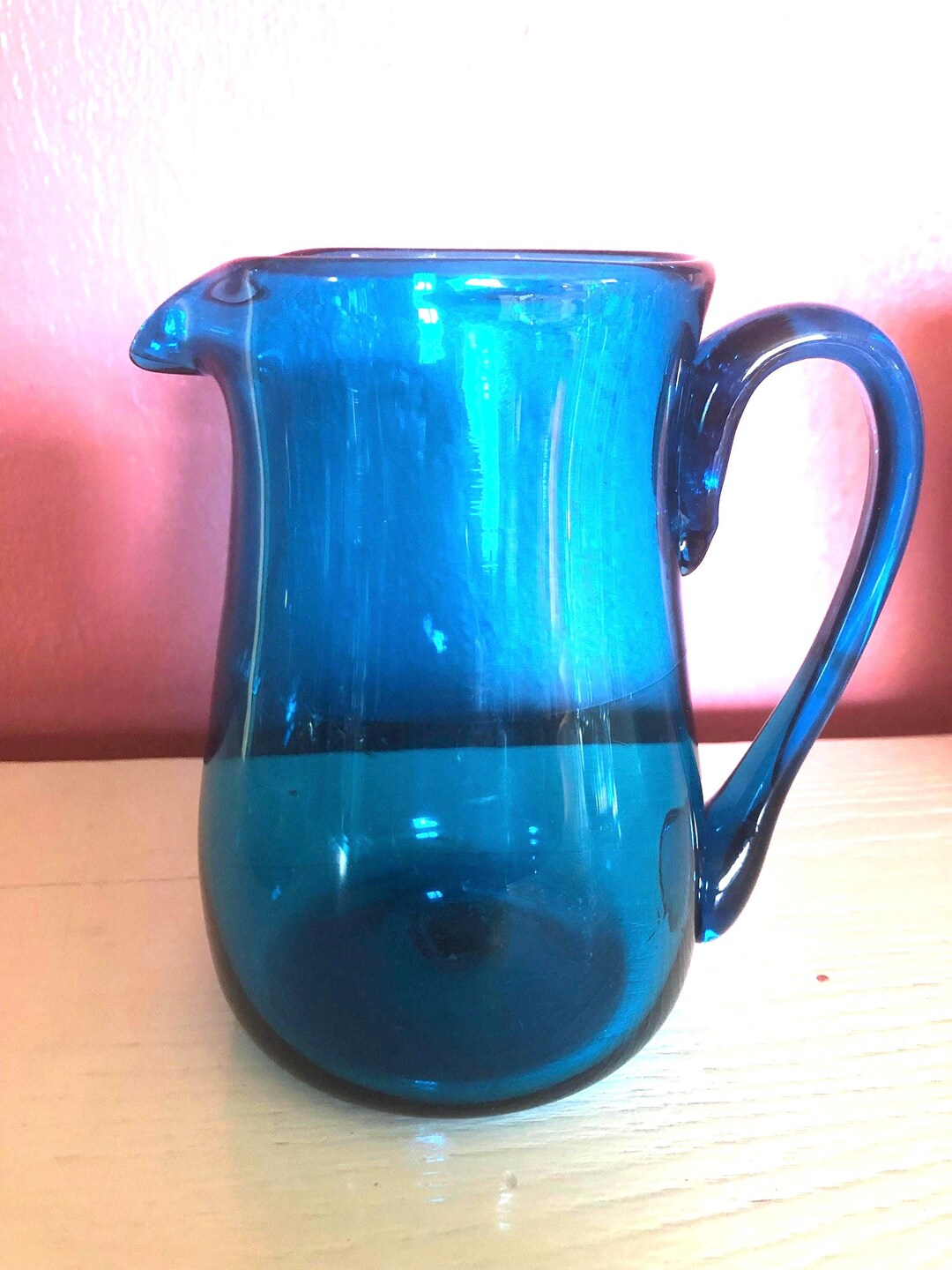 Color Pitcher Absolutely Gorgeous Teal Color Blown Glass Pitcher. - Etsy