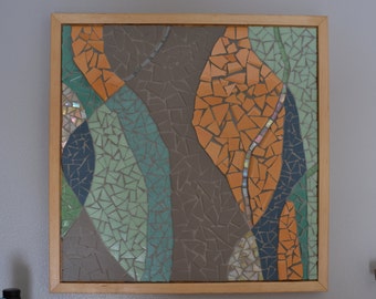 abstract mosaic with turquoise and yellow